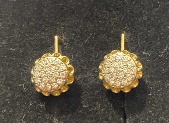 Золотые серьги с бриллиантами. пр.750. Союз. СССР