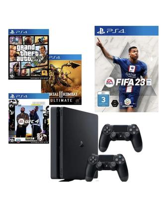 Sony PlayStation 4 Slim 1 TB 2 джойстика, 6 игр в подарок