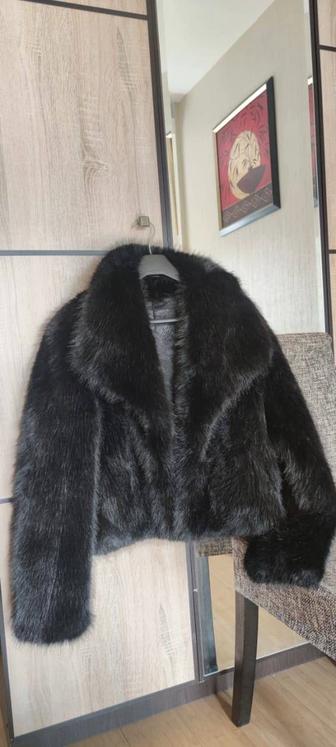 Эко шуба черная (теплая)