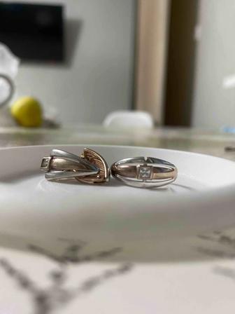 Продам набор серебро, позолота сверху