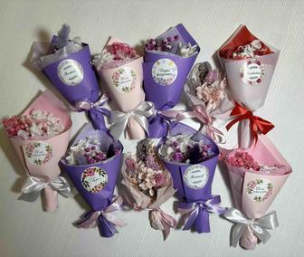 Сухоцветы,мини букетики из сухоцветов,декор,цветы,8 марта,девичник