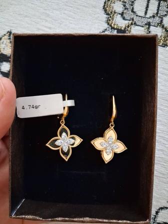 Золото желтый серьги 585. 4,74 гр