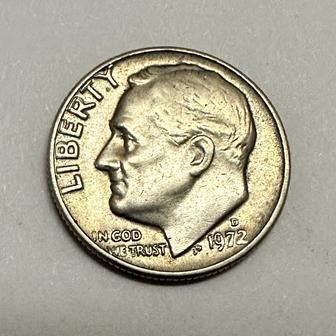 Монета One Dime USA Liberty 1972 год