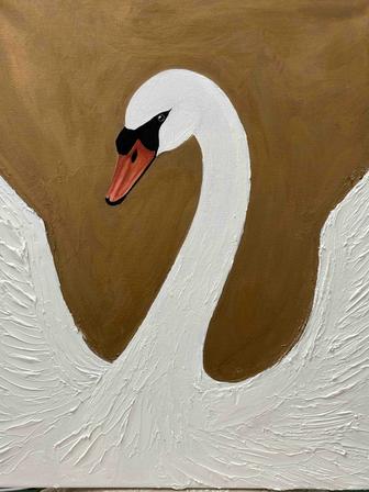 Сияние лебедя картина с рельефом, 30/40 см