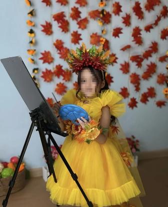 Желтое пышное платье для девочки