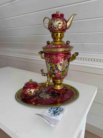 Электрический самовар 4л с художественной росписью (НАБОР)