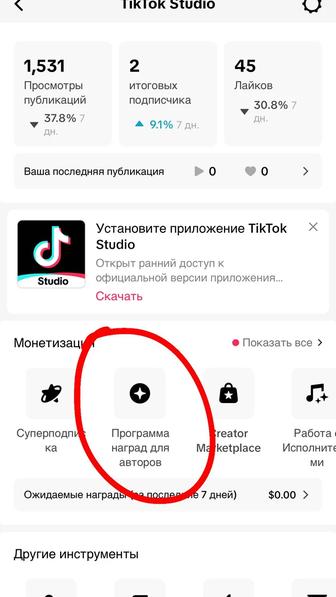 Тикток аккаунт с монетизацией