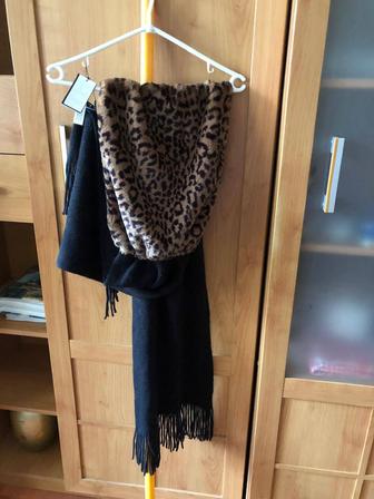 Шарф шерстяной с мехом