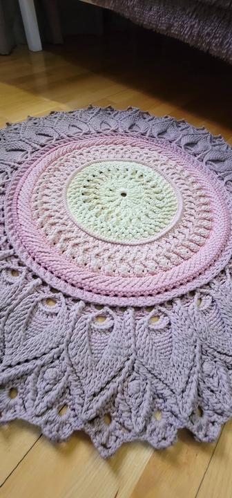 Вязаный коврик из полиэфирного шнура, градиент, 85-90 см