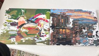 Б/у неоконченная картина по номерам без красок