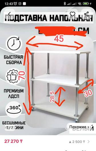 Стеллаж полка на колесиках мобильная