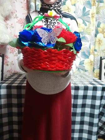 Букетики ручной работы из атласной ленты