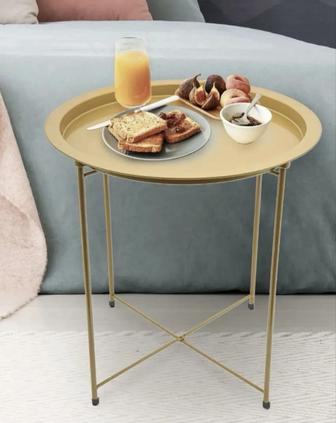 Кофейный столик сервировочный журнальный стол разборный металл золотистый