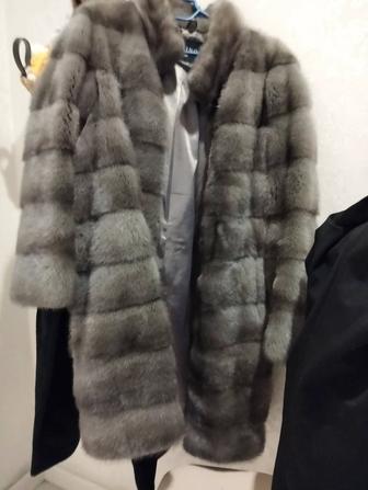 Шуба норковая цельная цвет серый