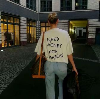 Футболка унисекс Need Money For 100% хлопок, оверсайз