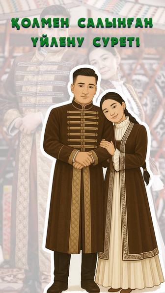 Қолмен салынған үйлену суреті