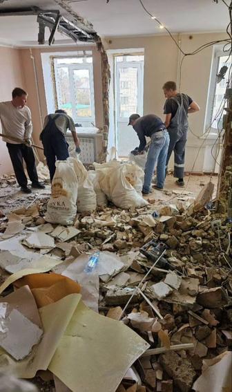 Снос стен. Демонтажные работы. Вывоз строительного мусора.