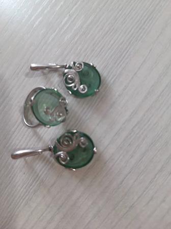 Комплект Серьги и кольцо серебро