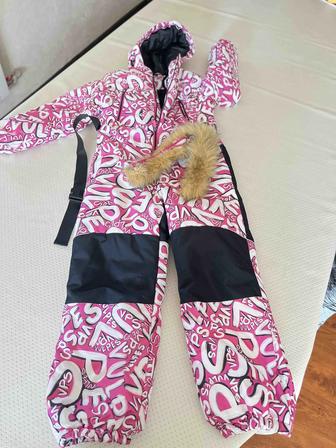 Цельный зимний комбинезон для девочек