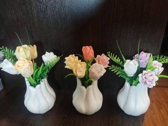 Букет из мыла в гипсовой вазе Подарок ручной работы