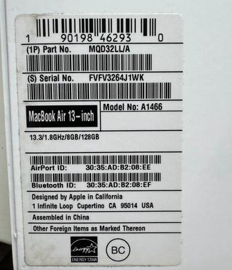 Продам Ноутбук Apple MacBook Air 13,3 Core i58GB128GB SSD