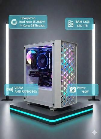 Мощный ПК 14 ядер для работы, AMD RX 7600 для игр!