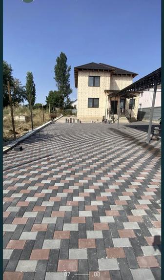 Укладка брусчатки тротуарной плитки установка поребриков и лотков