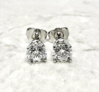 Серьги 0,46 карат, гвоздики, серьги золотые, пусеты, серьги бриллиантовые