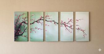 Весна на стене Картина маслом Цветущая ветвь