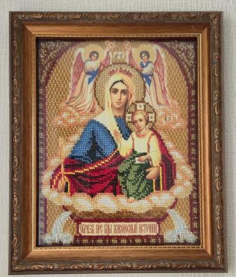 Вышитая бисером икона Образ Пресвятой богородицы Живоносный источник