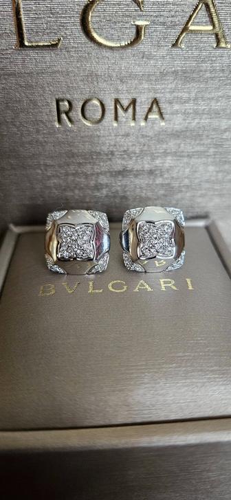 Бренд BVLGARI оригинал. Золотые серьги 750 пробы с бриллиантами.