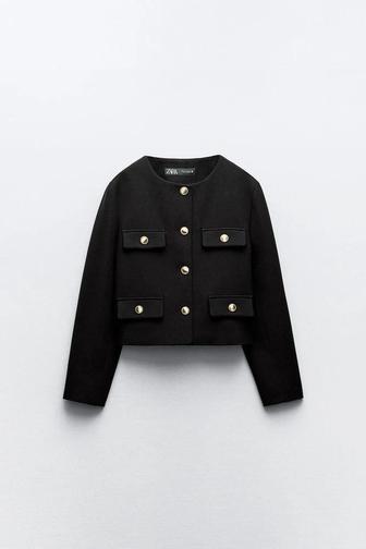 Продам твидовый черный пиджак Zara
