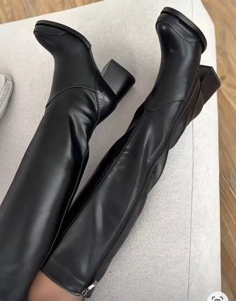 Зимние женские сапоги европейка мех цигейка.