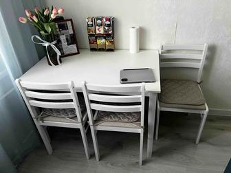 Кухонный стол 3 стула (белый комплект)