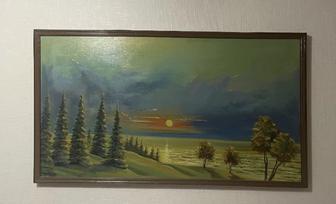 Атмосферная картина с закатом для интерьера