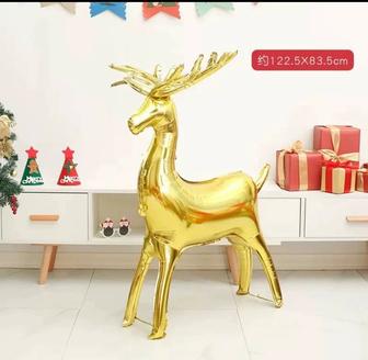 Новогодний надувной шар золотистый олень