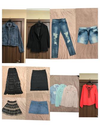 Женские вещи разные (рубашки, юбки, джинсы)