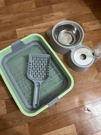 Лоток, лопатка, миска для котенка