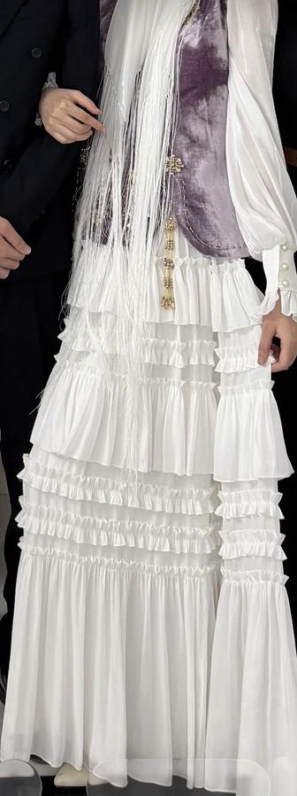 Платье белый национальный масляный органза