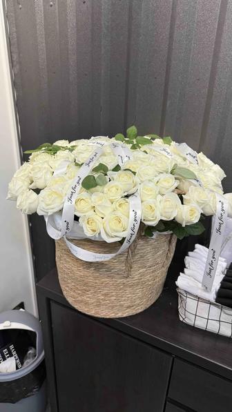 Цветы Розы белые 101 шт свежие