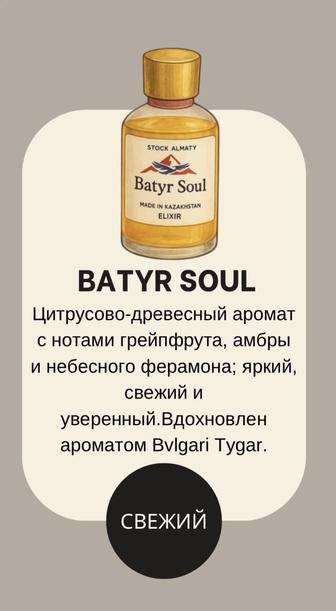 Мужской парфюм Batyr Soul, цитрусово-древесный аромат