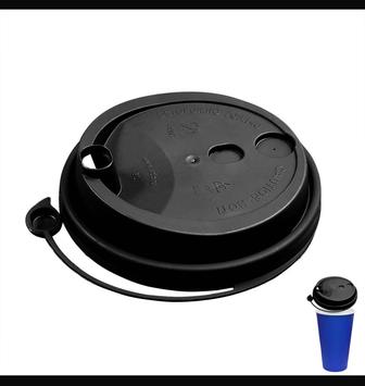 Крышки Д-90 мм для бумажных стаканов 300 и 400 мл, черные, матовые с клапан