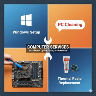 Установка Windows,очистка компа,замена термопасты процессора
