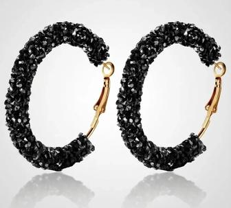 Серьги кольца с камушками