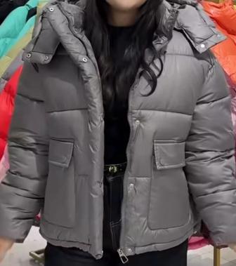 Пуховик серый