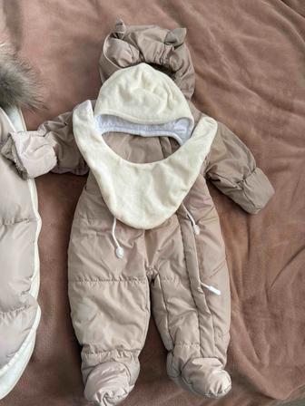 Конверт на выписку зимний 4 предмета меховой конверт,комбинезон