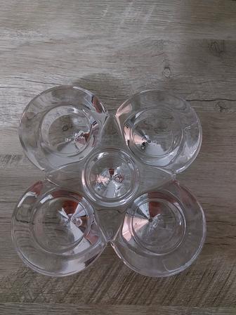 Эффектный стеклянный подсвечник на 5 свечей, толстое стекло, эксклюзив