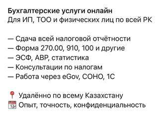 Бухгалтерские услуги ТОО/ИП , физ лица