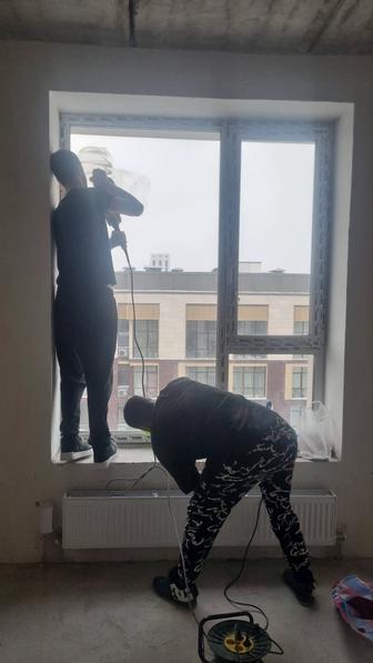 Удаление царапин, окалин на стеклопакете