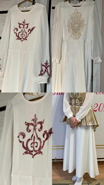 Белые платья в казахском стиле